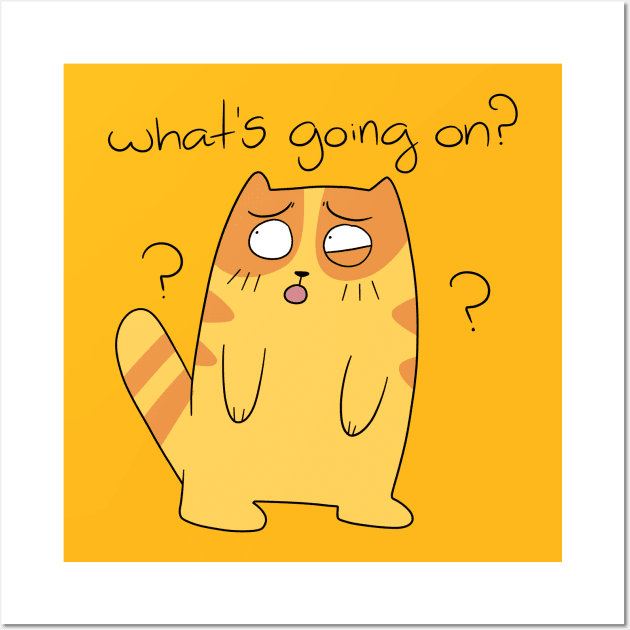 What's Going On? Orange Tabby Cat Wall Art by saradaboru